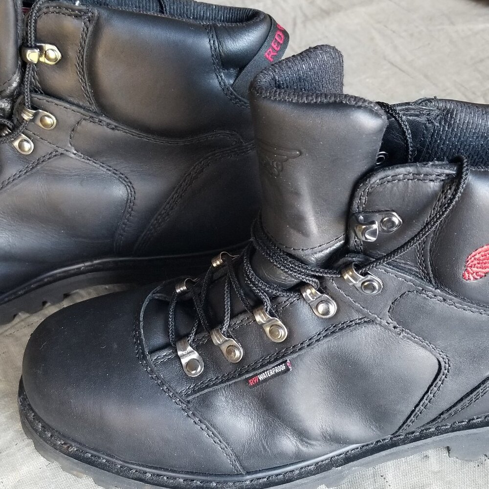 Red Wing Men's Leather 971 Size 9 E2 Steel Toe Waterproof Motorcycle Boots - Picture 2 of 8